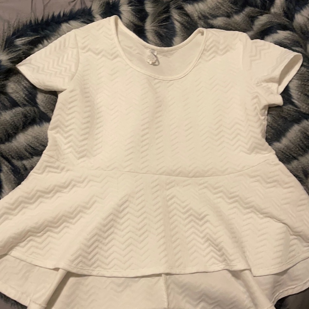 White plus size peplum top